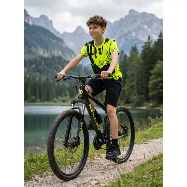  Otroška premium funkcionalna majica ALTISPORT VOJ/ALK076TR01 ČRNA/FLUO RUMENA 