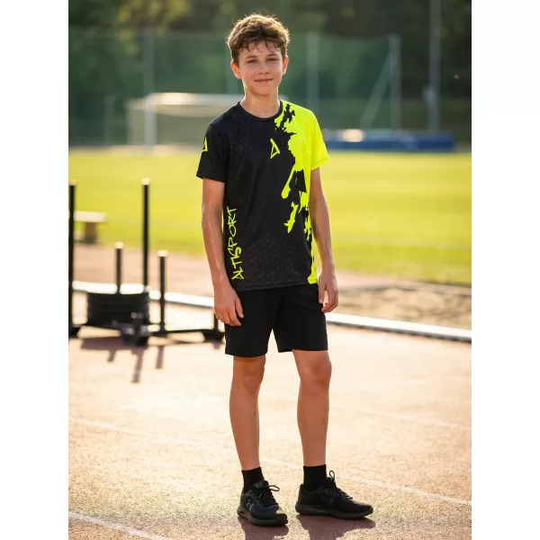  Otroška premium funkcionalna majica ALTISPORT VOJ/ALM112TR01 ČRNO-FLUO RUMENA 
