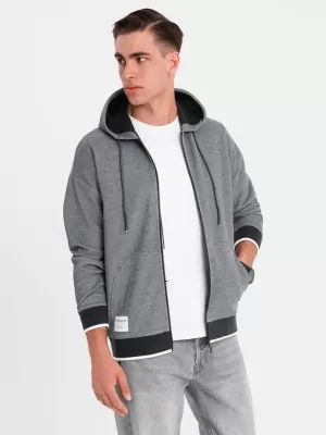 Moški pulover OMBRE OM-SSZP-0210 SIVA/ČRNA
