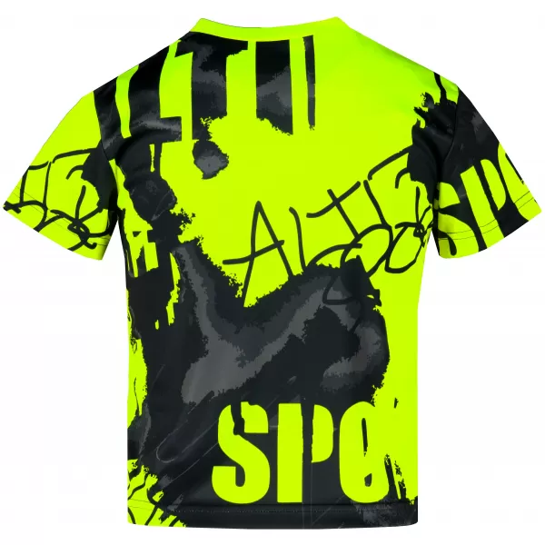  Otroška premium funkcionalna majica ALTISPORT VOJ/ALK076TR01 ČRNA/FLUO RUMENA 