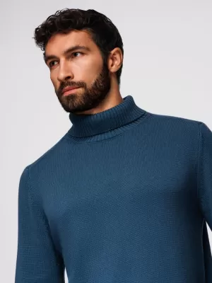 Moški pulover OMBRE OM-SWTN-0163 TEMNO MODRA