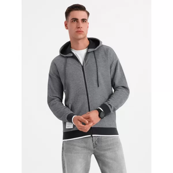  Moški pulover OMBRE OM-SSZP-0210 SIVA/ČRNA 