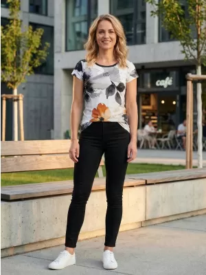 Vrhunska ženska majica za prosti čas ALTISPORT VOJ/ALW117TR06 ČRNA/ORANŽNA
