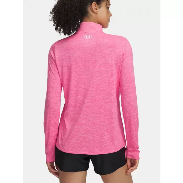  Ženska majica s kratkimi rokavi UNDER ARMOUR TECH 1/2 ZIP- TWIST 1384225-672 ROZA 