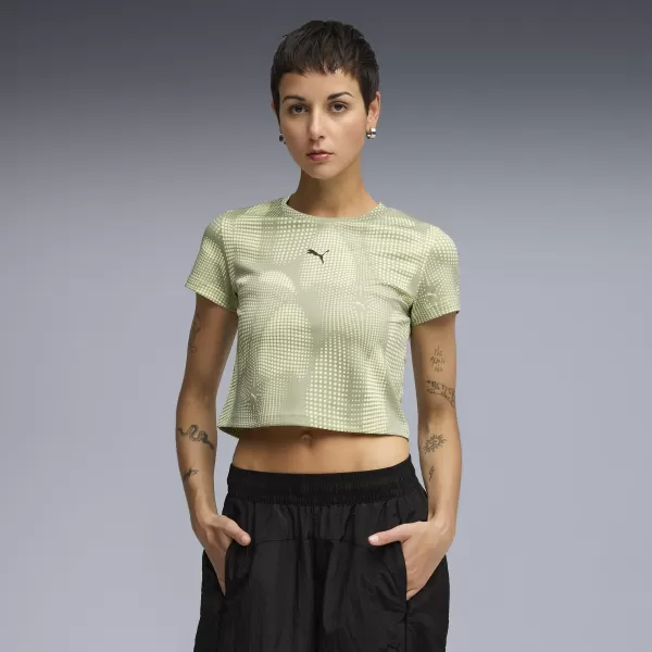  Ženska majica s kratkimi rokavi PUMA DARE TO AOP BABY TEE 63214582 LUKS VOJSKA 