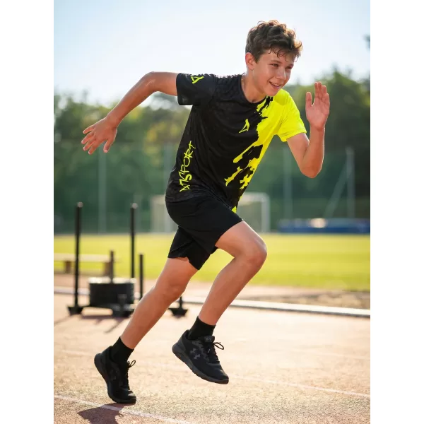  Otroška premium funkcionalna majica ALTISPORT VOJ/ALM112TR01 ČRNO-FLUO RUMENA 