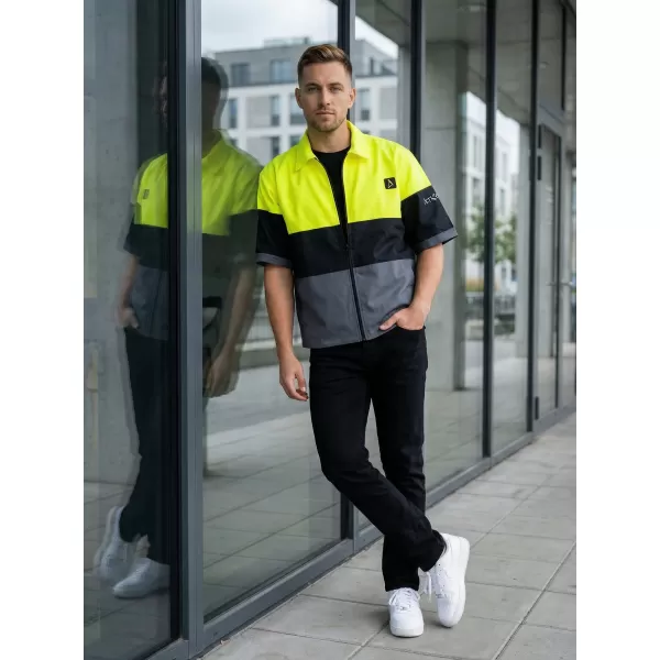  Moška vrhunska majica ALTISPORT VOJ/ALM051KOS01 NEON RUMENA/SIVA 