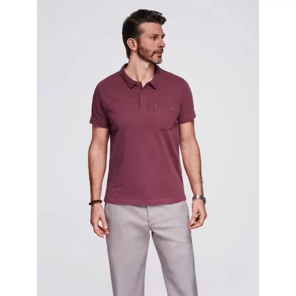  Moška T -majica z ovratnikom OMBRE OM-POWS-0142 MAROON 