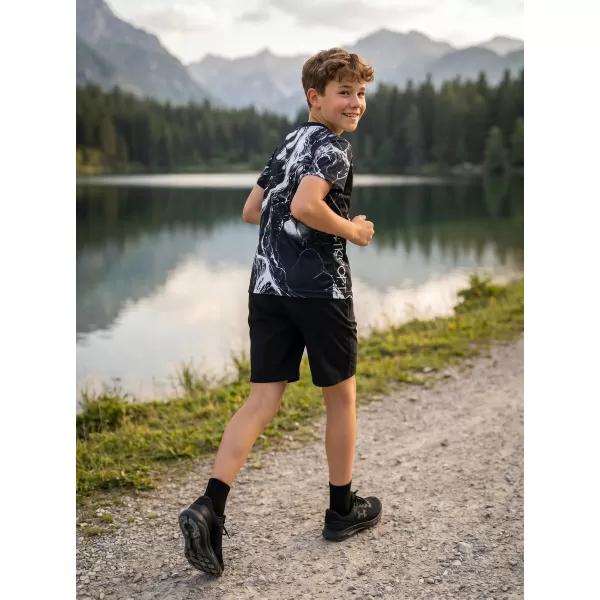  Otroška premium funkcionalna majica ALTISPORT VOJ/ALK071TR01 ČRNO-BELO 