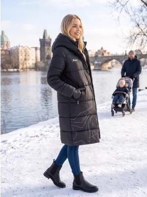 Ženski plašč KIXMI VENECIA ČRNO/BELO