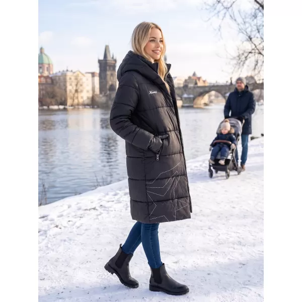  Ženski plašč KIXMI VENECIA ČRNO/BELO 