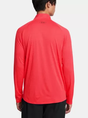 Moška majica s kratkimi rokavi UNDER ARMOUR UA TECH TEXTURED 1/2 ZIP RDEČA