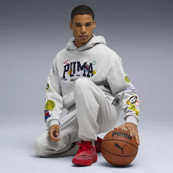  Moški pulover PUMA HOOPERHOTLINE PULLOVER HOODIE 63282703 SVETLO SIVO VRESJE 
