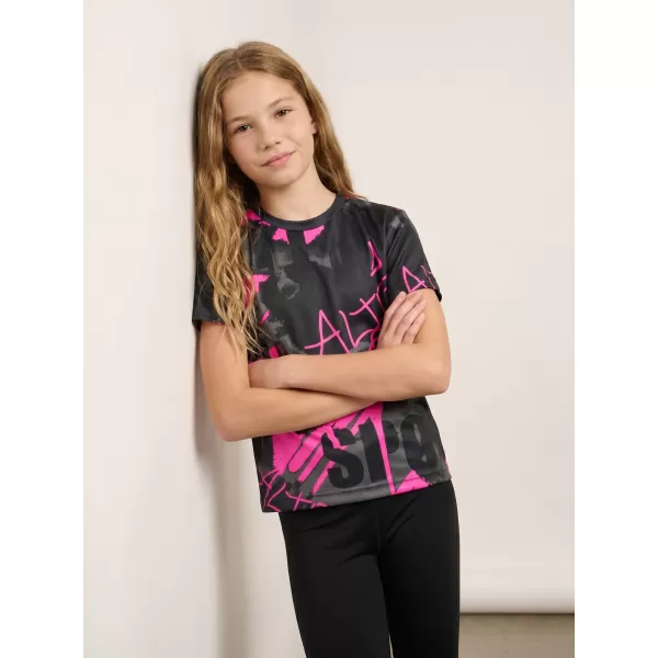  Otroška premium funkcionalna majica ALTISPORT VOJ/ALK076TR01 ČRNA/FLUO ROZA 