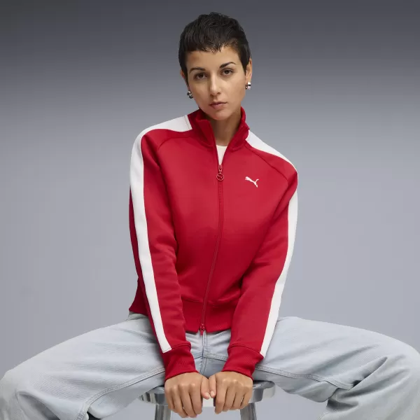  Ženski pulover PUMA T7 ALWAYS ON SHORT TRACK JACKET 62979611 ZA VSE ČASE RDEČE 
