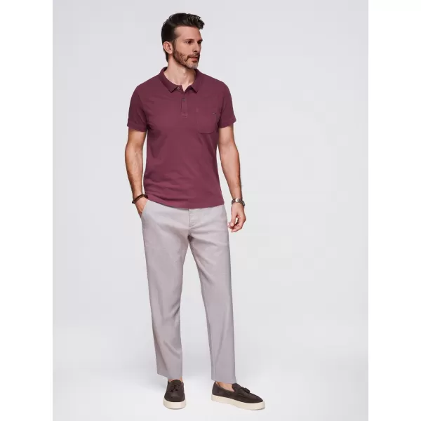 Moška T -majica z ovratnikom OMBRE OM-POWS-0142 MAROON 