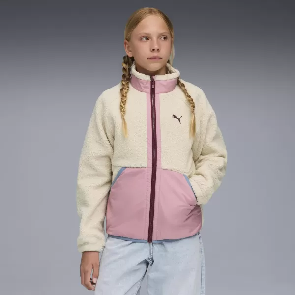  Otroška jakna PUMA HYBRID SHERPA JACKET 68840587 ALPSKI SNEG 