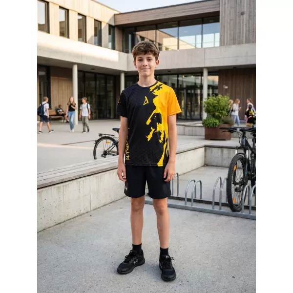  Otroška premium funkcionalna majica ALTISPORT VOJ/ALM112TR01 ČRNO-FLUO ORANŽNA 