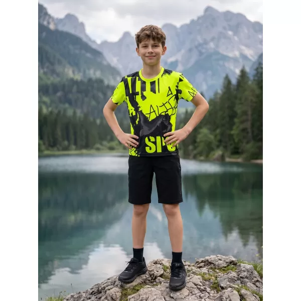  Otroška premium funkcionalna majica ALTISPORT VOJ/ALK076TR01 ČRNA/FLUO RUMENA 
