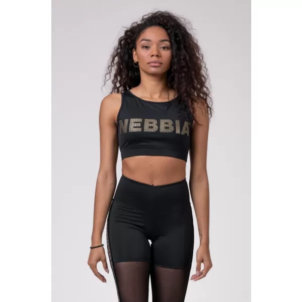 Zlati mrežasti mini top 830 BLACK Nebbia 