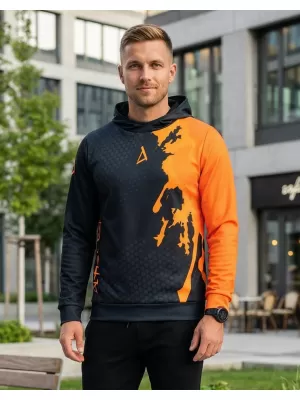 Moški vrhunski funkcionalni pulover ALTISPORT VOJ/ALM112MI01 ČRNO-FLUO ORANŽNA
