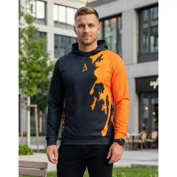  Moški vrhunski funkcionalni pulover ALTISPORT VOJ/ALM112MI01 ČRNO-FLUO ORANŽNA 
