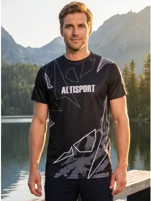 Moška vrhunska majica za prosti čas ALTISPORT VOJ/ALM123TR06 ČRNO-BELO