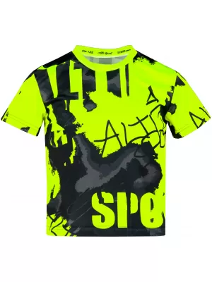 Otroška premium funkcionalna majica ALTISPORT VOJ/ALK076TR01 ČRNA/FLUO RUMENA