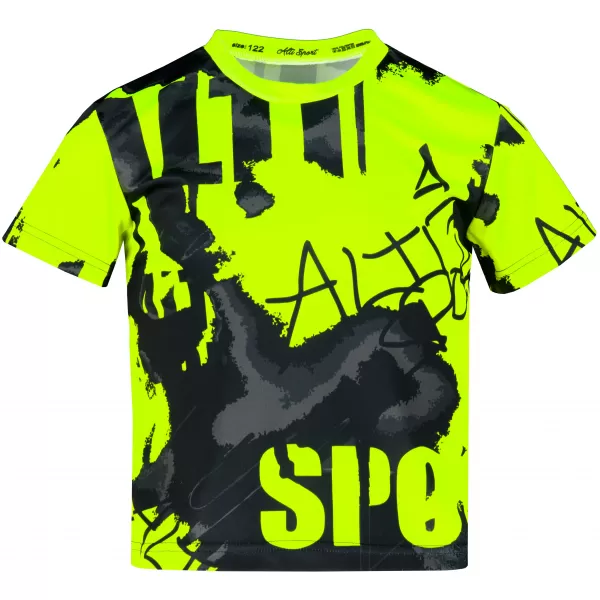  Otroška premium funkcionalna majica ALTISPORT VOJ/ALK076TR01 ČRNA/FLUO RUMENA 