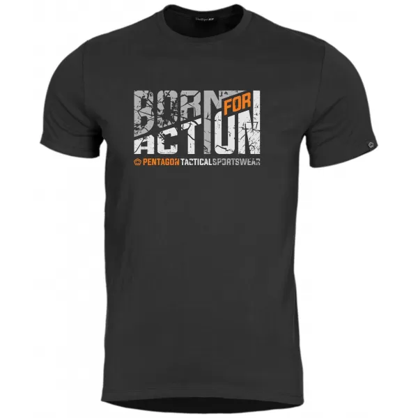  Majica s kratkimi rokavi PENTAGON AGERON BORN FOR ACTION K09012 ČRNA 