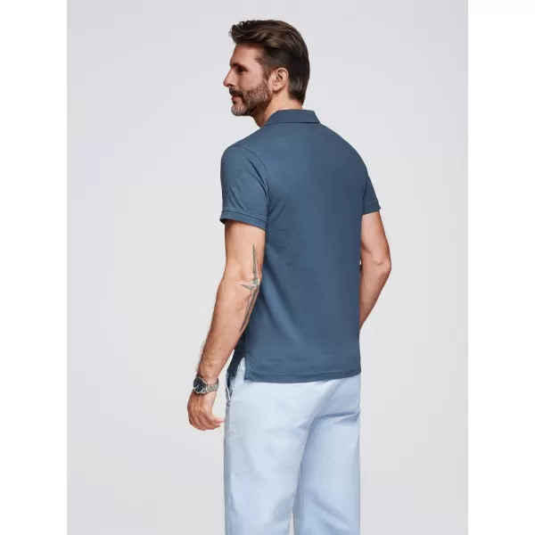  Moška T -majica z ovratnikom OMBRE OM-POWS-0142 TEMNO MODRA 