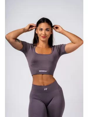 Brezšivni kratki top za oblikovanje FLOW SEAMLESS 499 TEMNO SIVA Nebbia
