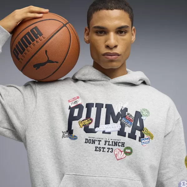  Moški pulover PUMA HOOPERHOTLINE PULLOVER HOODIE 63282703 SVETLO SIVO VRESJE 