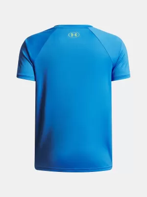 Fantovska majica s kratkimi rokavi UNDER ARMOUR UA TECH SPLIT WORDMARK SS 1383010-402 MODRA