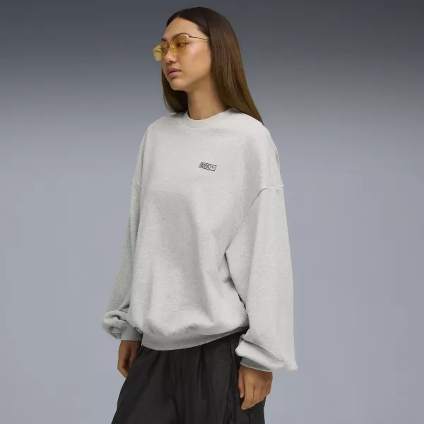  Damske trenirke PUMA X ROSÉ OVERSIZED CREW 63380310 RAVNO SVETLO SIVA HEATHER 