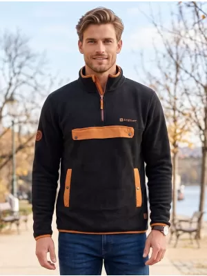Moški pulover iz flisa ALTISPORT GARM ČRNA/RJAVA
