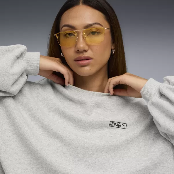  Damske trenirke PUMA X ROSÉ OVERSIZED CREW 63380310 RAVNO SVETLO SIVA HEATHER 