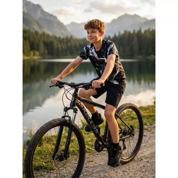  Otroška premium funkcionalna majica ALTISPORT VOJ/ALK071TR01 ČRNO-BELO 