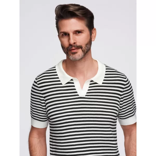  Moška T -majica OMBRE OM-POSS-0161 ČRNO -BELA 