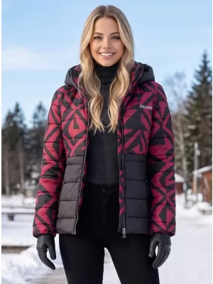 Ženska jakna KIXMI VERONICA ČRNA/BORDO