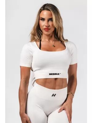 Brezšivni kratki top za oblikovanje FLOW SEAMLESS 499 CREAM Nebbia