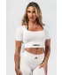Brezšivni kratki top za oblikovanje FLOW SEAMLESS 499 CREAM Nebbia