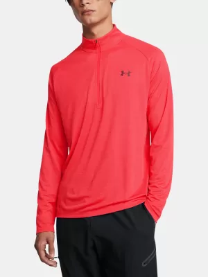 Moška majica s kratkimi rokavi UNDER ARMOUR UA TECH TEXTURED 1/2 ZIP RDEČA