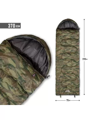 Spalna vreča PENTAGON MAJOR SLEEPING BAG 370GR/M² CAMO D19002 SIVA MASKIRNA MASKA