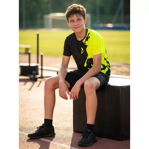  Otroška premium funkcionalna majica ALTISPORT VOJ/ALM112TR01 ČRNO-FLUO RUMENA 