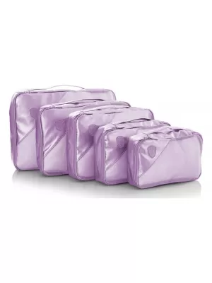 Komplet organizatorjev HEYS METALLIC PACKING CUBE 5PC LILA
