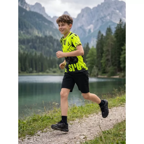  Otroška premium funkcionalna majica ALTISPORT VOJ/ALK076TR01 ČRNA/FLUO RUMENA 