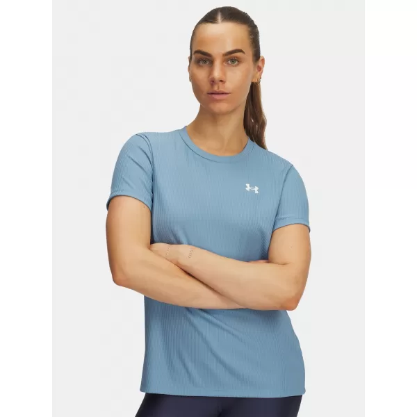  Ženska majica s kratkimi rokavi UNDER ARMOUR TECH RIB SSC 1389852-418 MODRA 