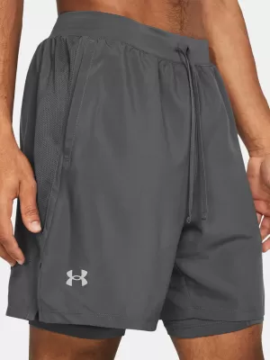 Moške kratke hlače UNDER ARMOUR UA LAUNCH 7'' 2-IN-1 SHORTS 1382641-025 SIVA