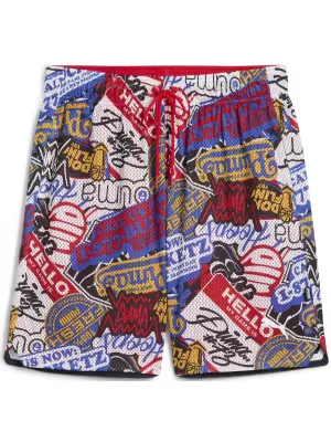 Kratke hlače PUMA HOOPERHOTLINE AOP 7" SHORTS 63283701 ZA VES ČAS RDEČE/AOP